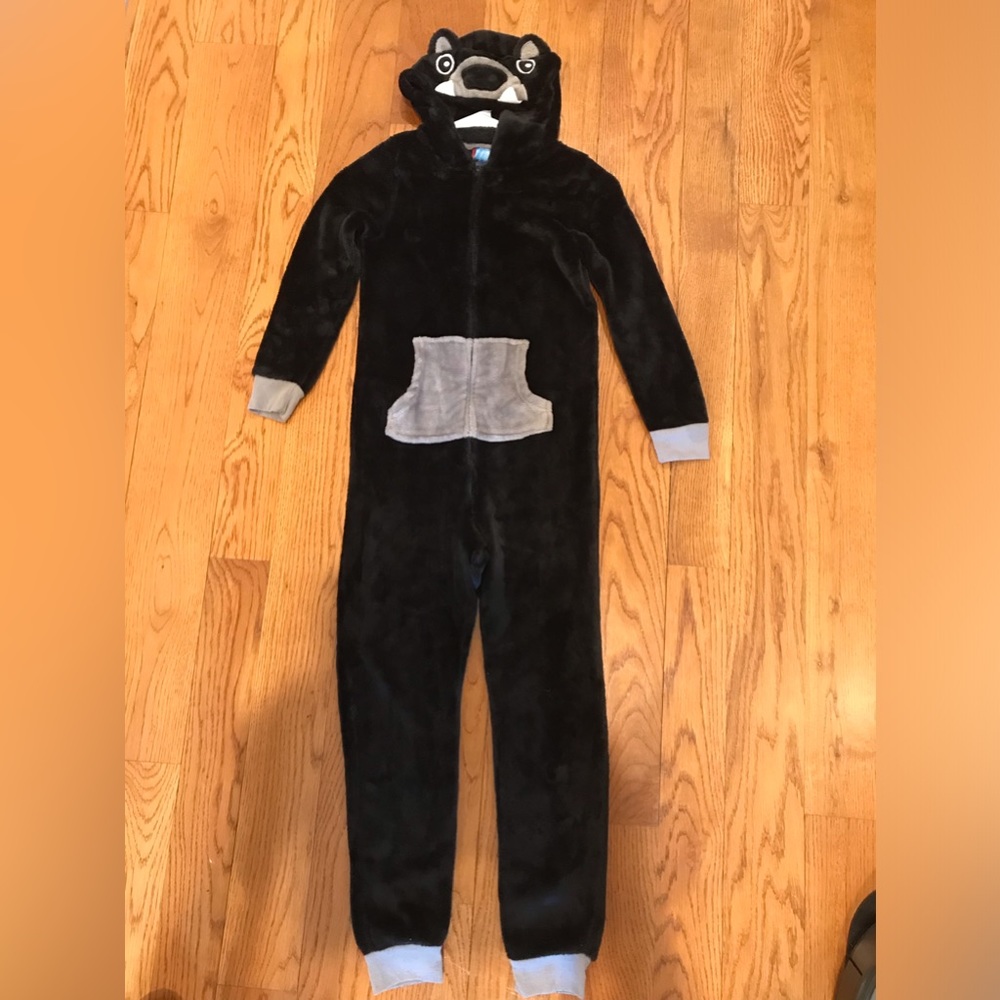 Only boys bear fleece pajama unisuit